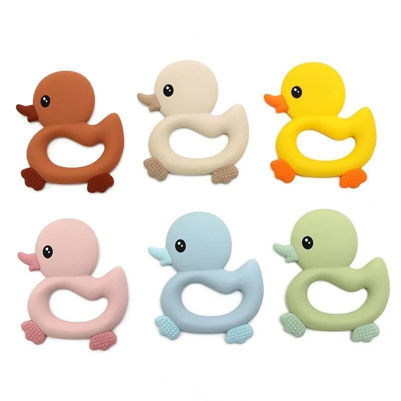 Mordedor de Silicone em Forma de Pato para Bebês 2025, Brinquedo de Bebê em Forma de Pato Nadador, Acessórios para Denti