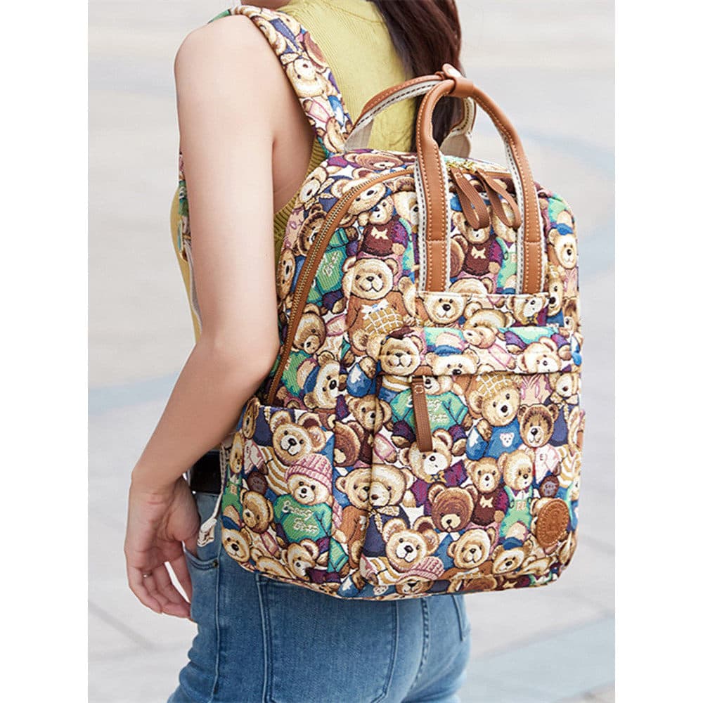 Bolsa de lona do Ursinho Pooh Mochila portátil de dupla utilização Bolsa escolar para meninas Bolsa de viagem de grande