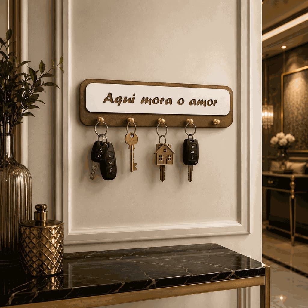 Organizador de Chaves Decorativo para Casa Aqui Mora o Amor