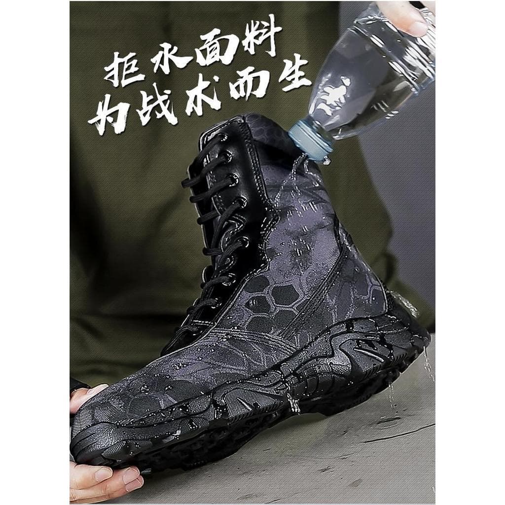 Botas de combate com zíper respirável, padrão Python, cano alto, botas militares, forças especiais, botas táticas Dese