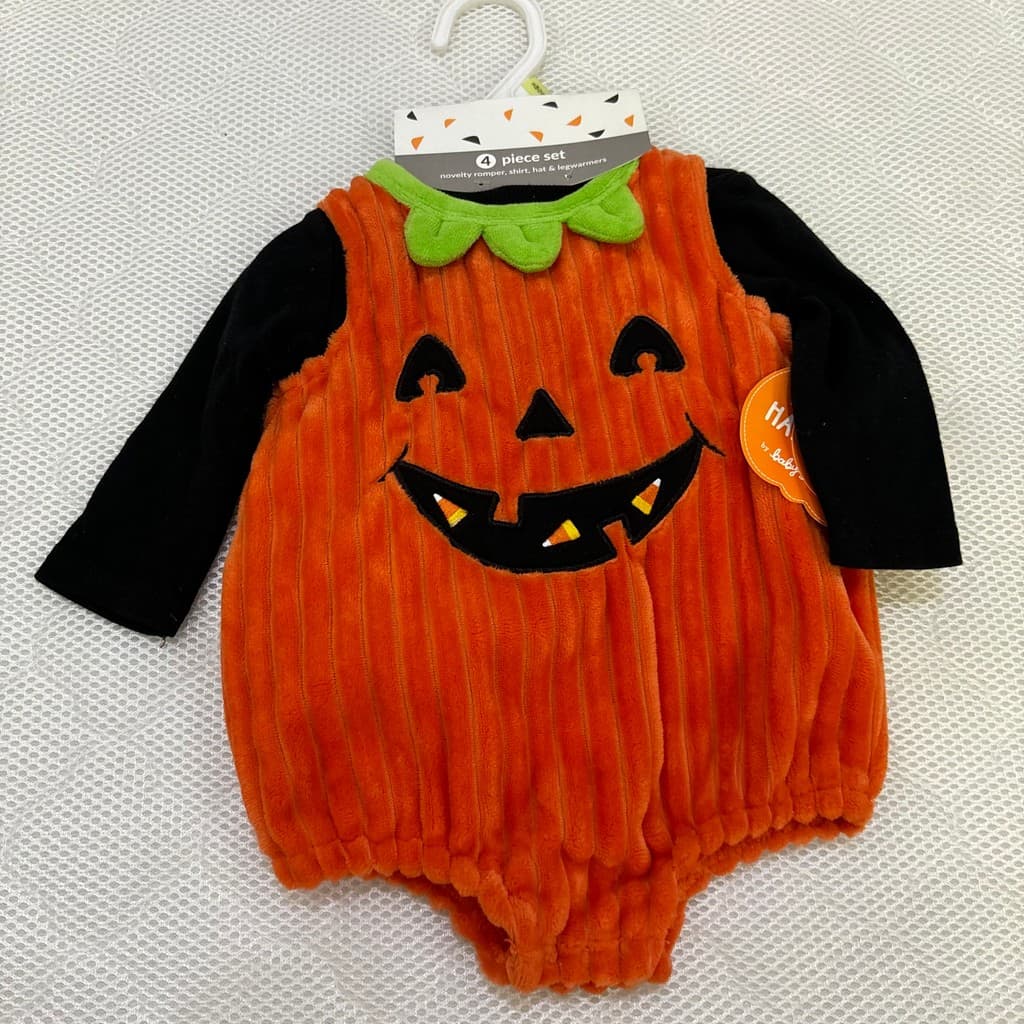 Comércio exterior pedido Original roupas de bebê forma abóbora macacão macacão macacão tema Halloween terno de quatro pe