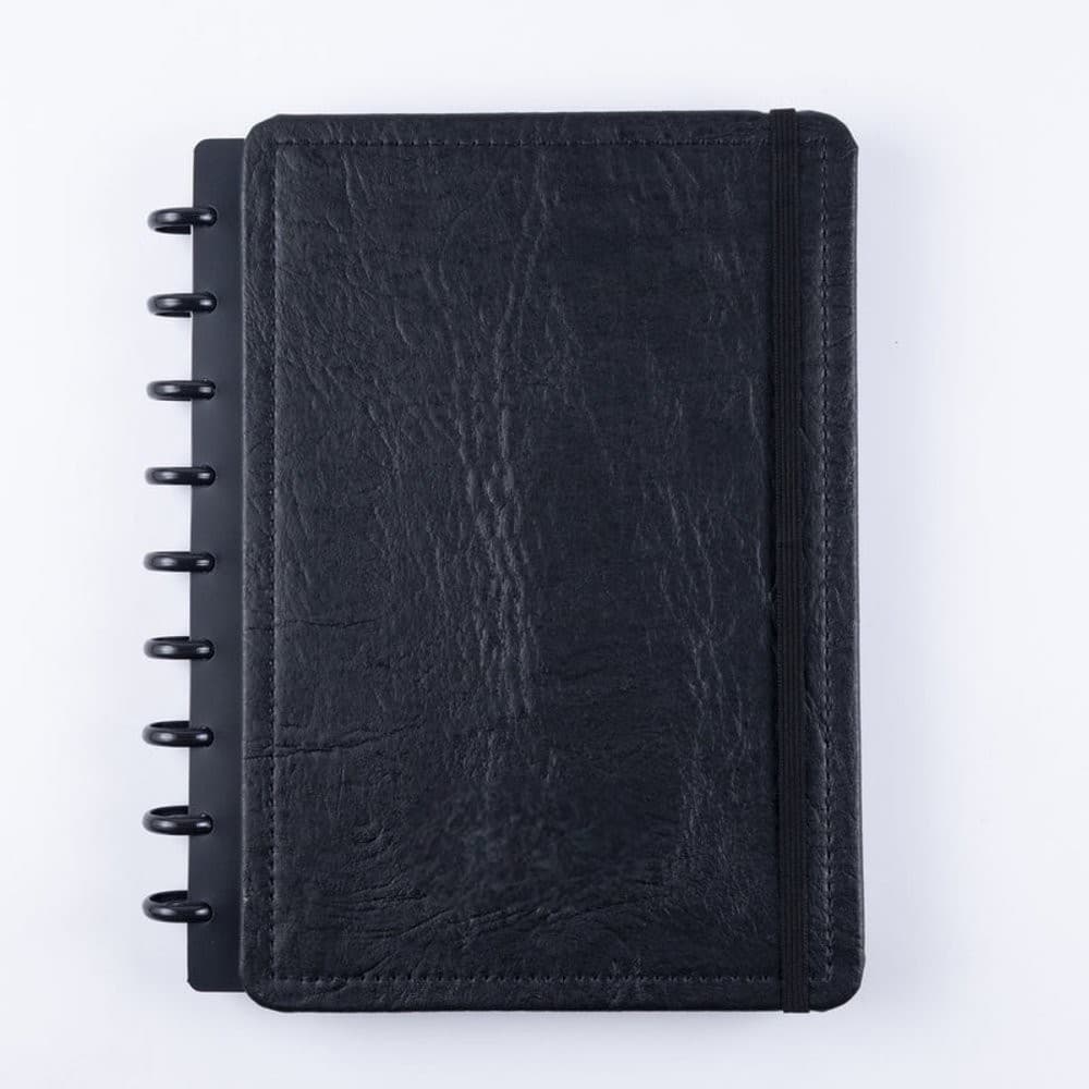 Caderno Capa Dura Couro Black Disco Reposicionável Médio M