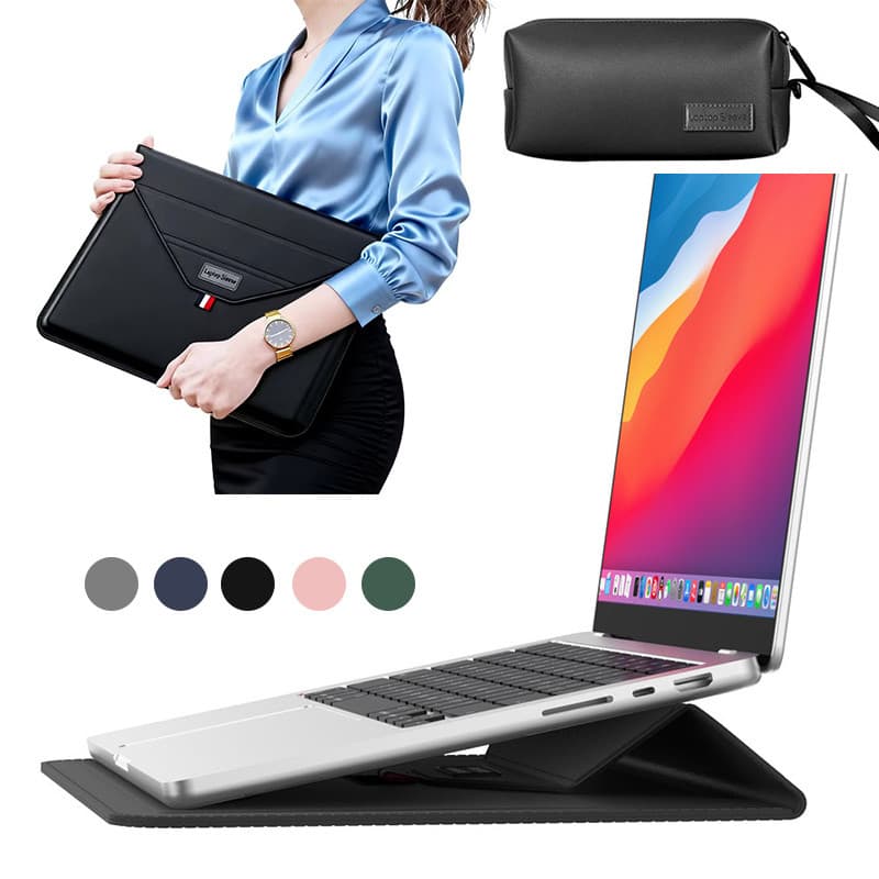 Mochila para notebook de alta qualidade, couro, 13 a 16 polegadas, com suporte e bolsa para carregador