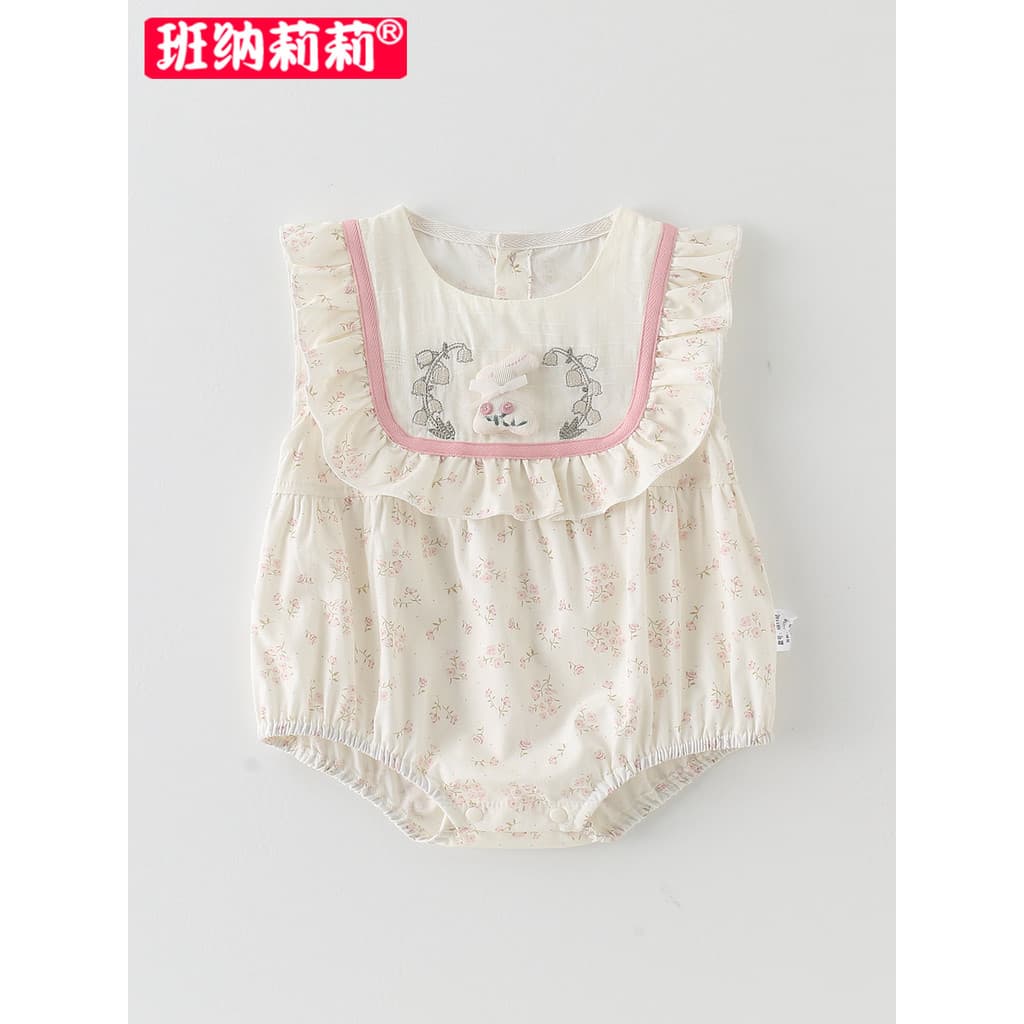 Roupas de bebê verão estilo fino pequena idade mensal menina bebê mês inteiro princesa macacão verão Outing roupas triân