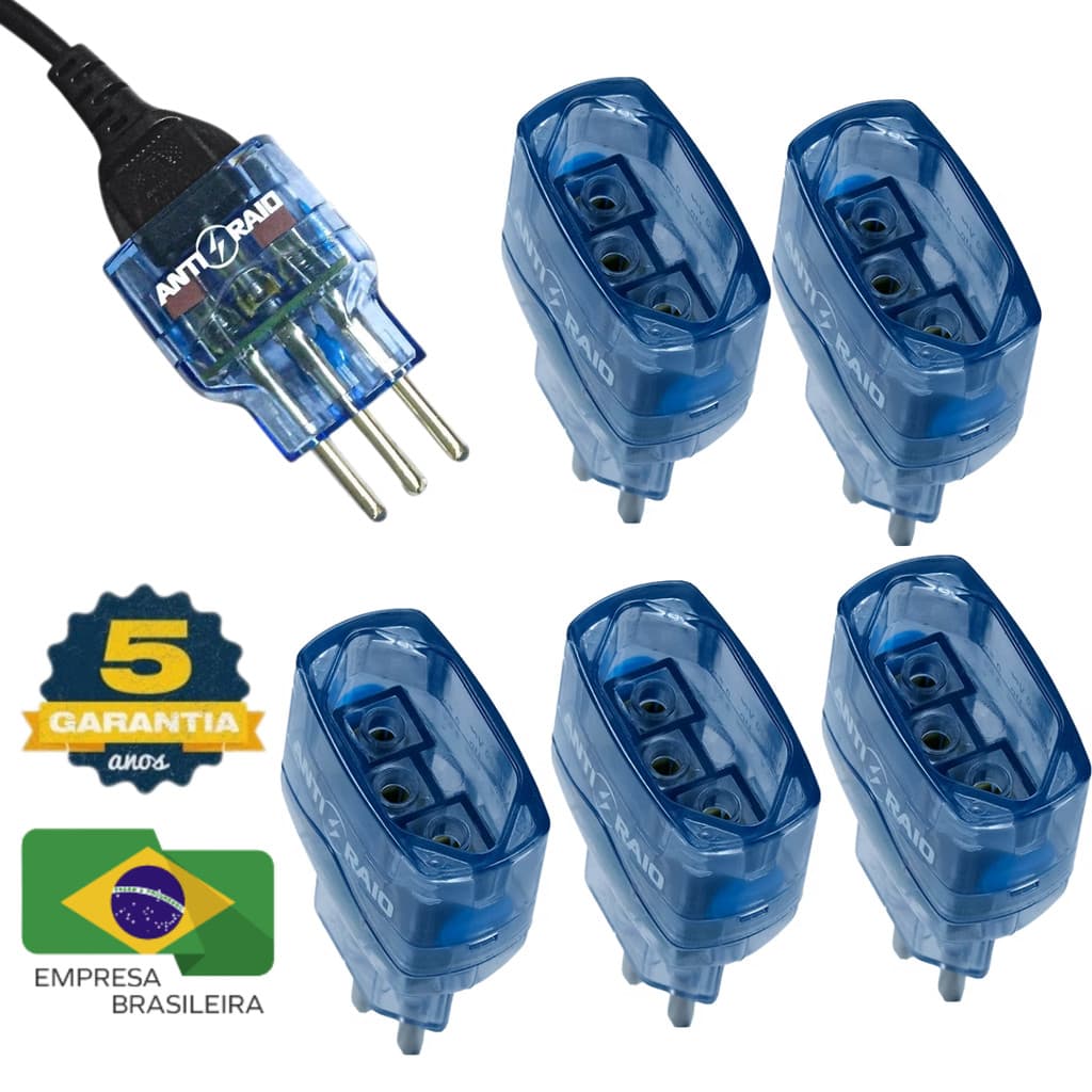 Tomada Protetor Eletrico Dps Anti Raio Surtos Embrastec 10a Bivolt 3 Pinos Padrão Brasileiro Azaul