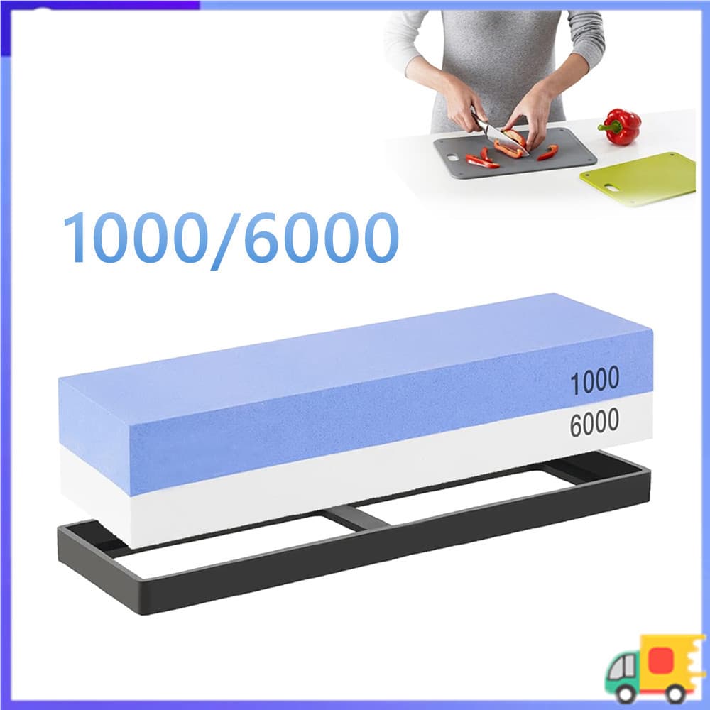 Afiador de pedra de amolar, 1.000/6.000 afiador de pedra úmida de cascalho dupla face, suporte de Silicone antiderrapant