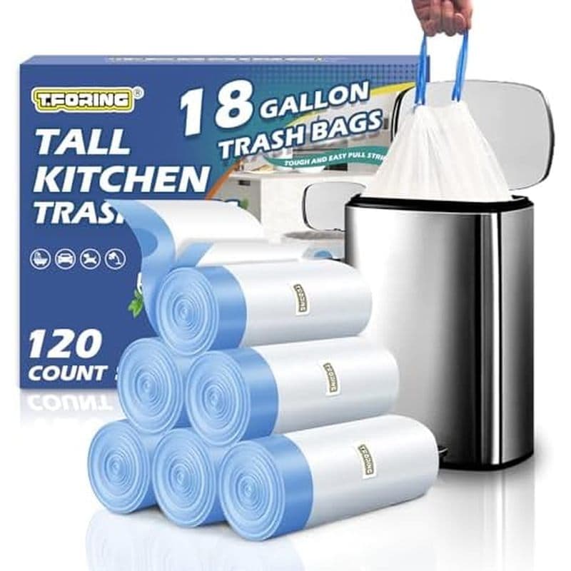 Sacos De Lixo De 2 Galões Com Cordão 0.96 Mil-120 Contagens , Pequenos Sem Perfume , Mini Forros De Lata Brancos Cesta F