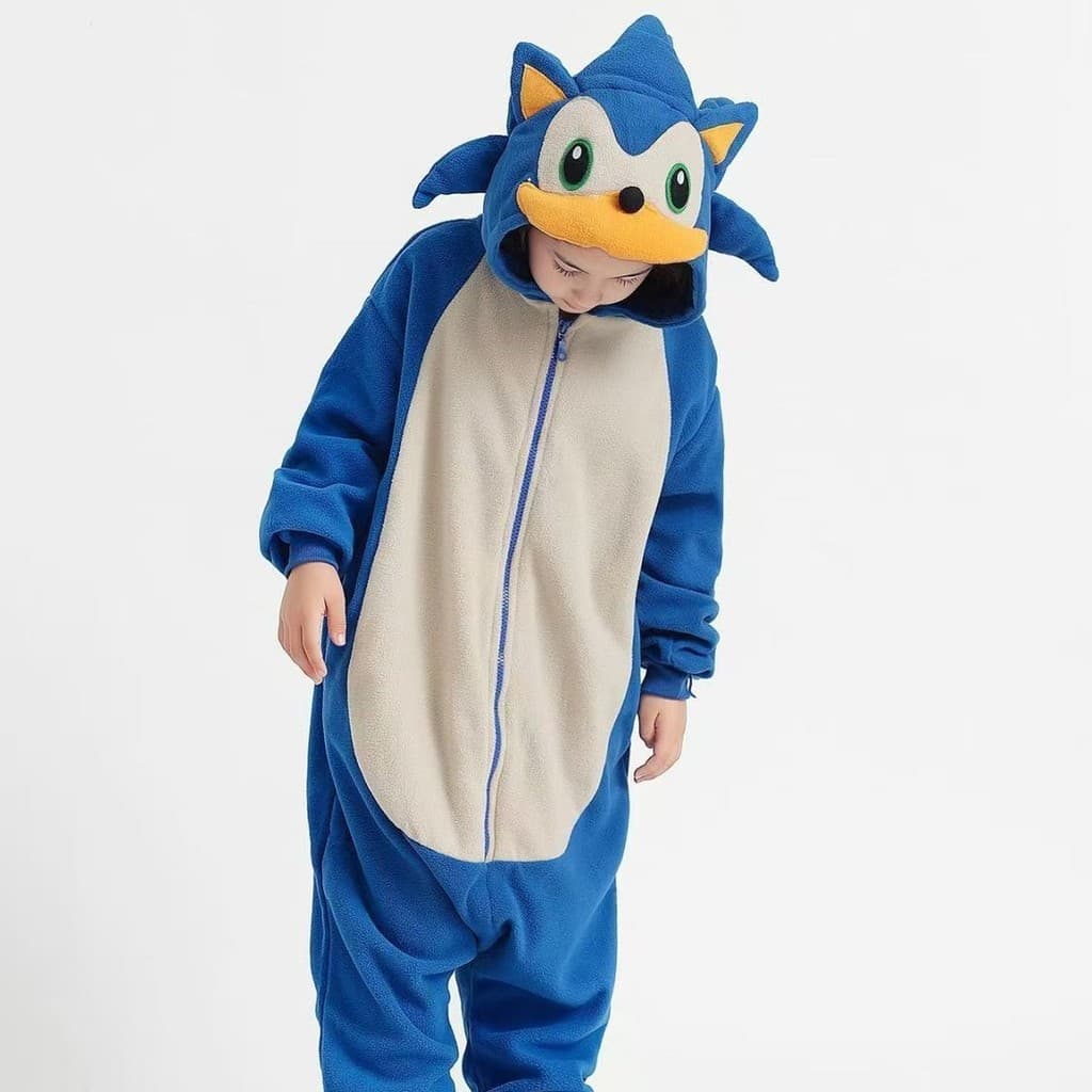 Novas Crianças Estilo Sonic Pijamas De Uma Peça Kigurumi Macacão Cosplay Festa De Halloween Cotumes