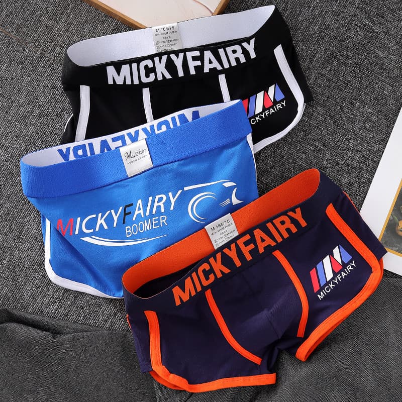 Cuecas Boxer Esportivas Masculinas MICKYFAIRY, Tamanho Grande, Algodão Estampado