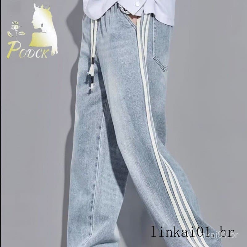 American street lavado angustiado Jeans masculino primavera outono em linha reta solta europeu americano High street vib