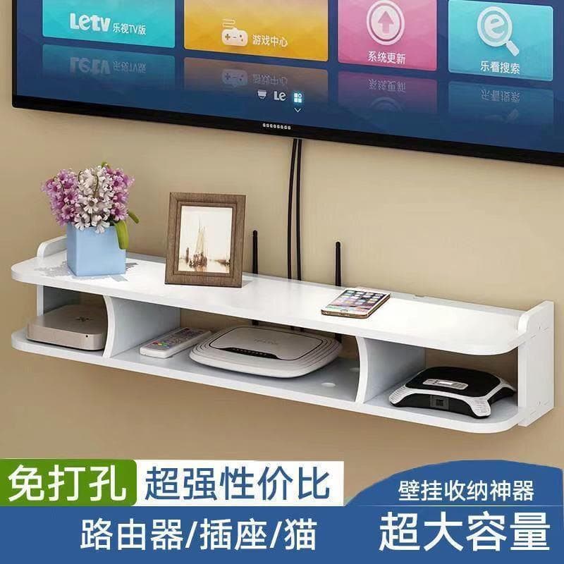 Conjunto de caixa superior rack de parede sem fio roteador caixa de armazenamento fixado na parede WiFi rack gato conjun