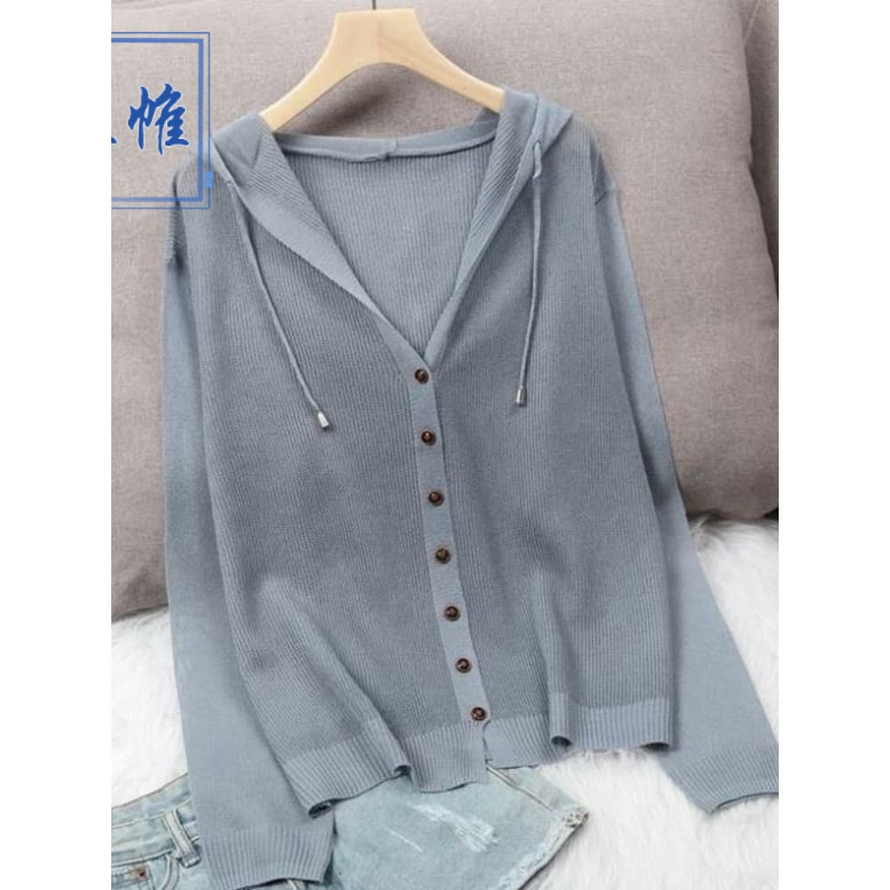 Verão 2024 novo estilo de seda gelo malha Cardigan jaqueta feminina com capuz topo estilo fino oco estilo curto protetor