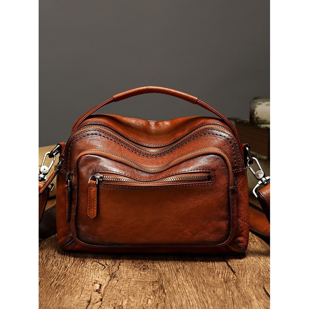 Vegetal curtido primeira camada de couro masculino Casual saco do mensageiro bolsa de couro genuíno simples grande-Capac