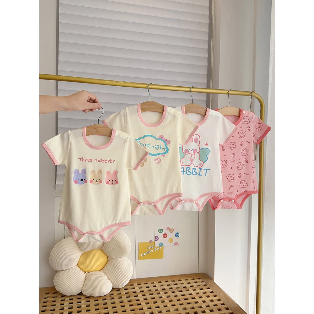 Meninas roupas de verão macacão bebê fino manga curta macacão recém-nascido crianças puro algodão verão pijamas