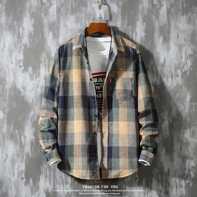 Workwear camisa xadrez masculina de manga comprida resistente à sujeira resistente ao desgaste camisa fina outono mascul