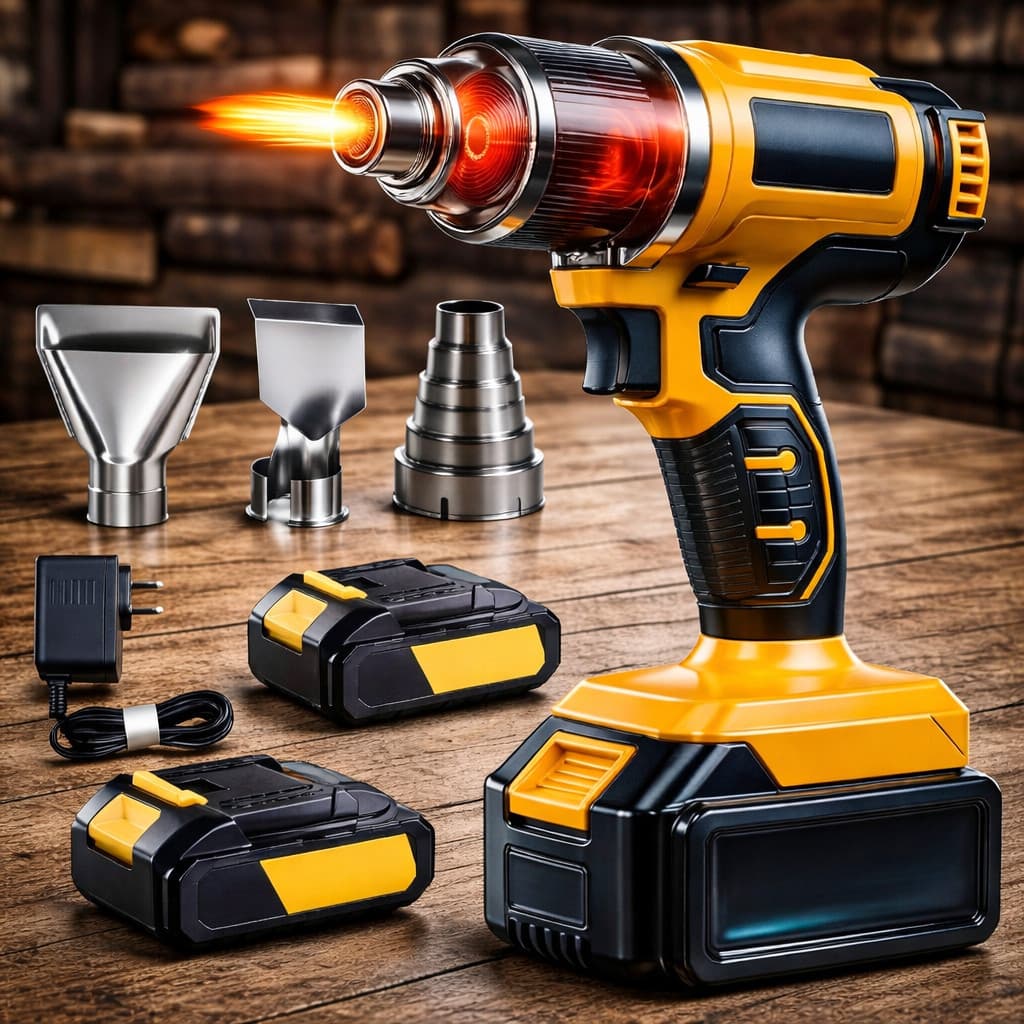 Soprador Térmico 21v Bivolt Com 2 Baterias Recarregáveis E Maleta Profissional Sem Fio Bocal De Precisão Potente