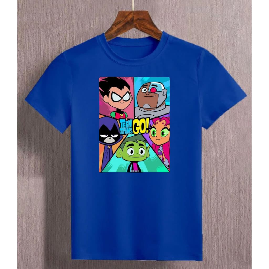 Linda Camiseta Jovens Titãs Azul Infantil e Adulto T-shirt Blusa unissex 100% Algodão 30.1 LINDA FESTA ANIVERSARIO PRESE