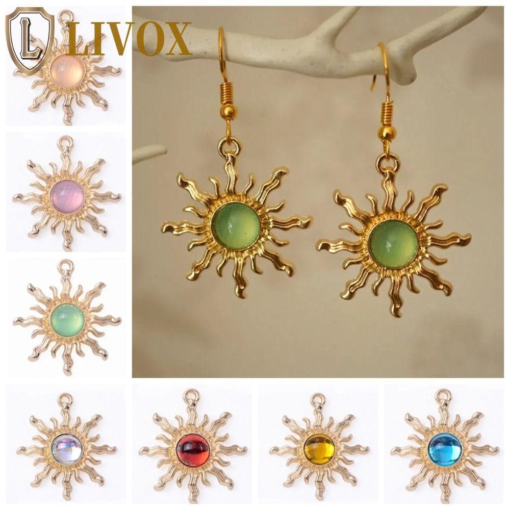 LIVOX 10 Peças De Amuletos De Sol Com Pedras Preciosas , Acessórios De Joias Brilhantes Estilo Barroco , Pingente Encant