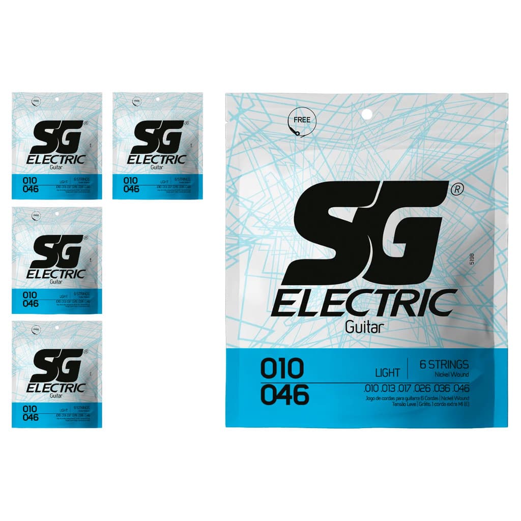 Kit 5 Encordoamento P/Guitarra 010  Leve SG