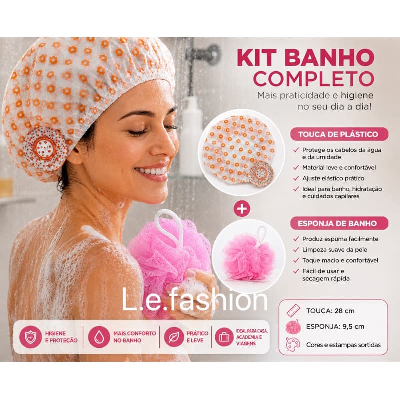 kit  Esponja de touca Para Banho com Cordinha
