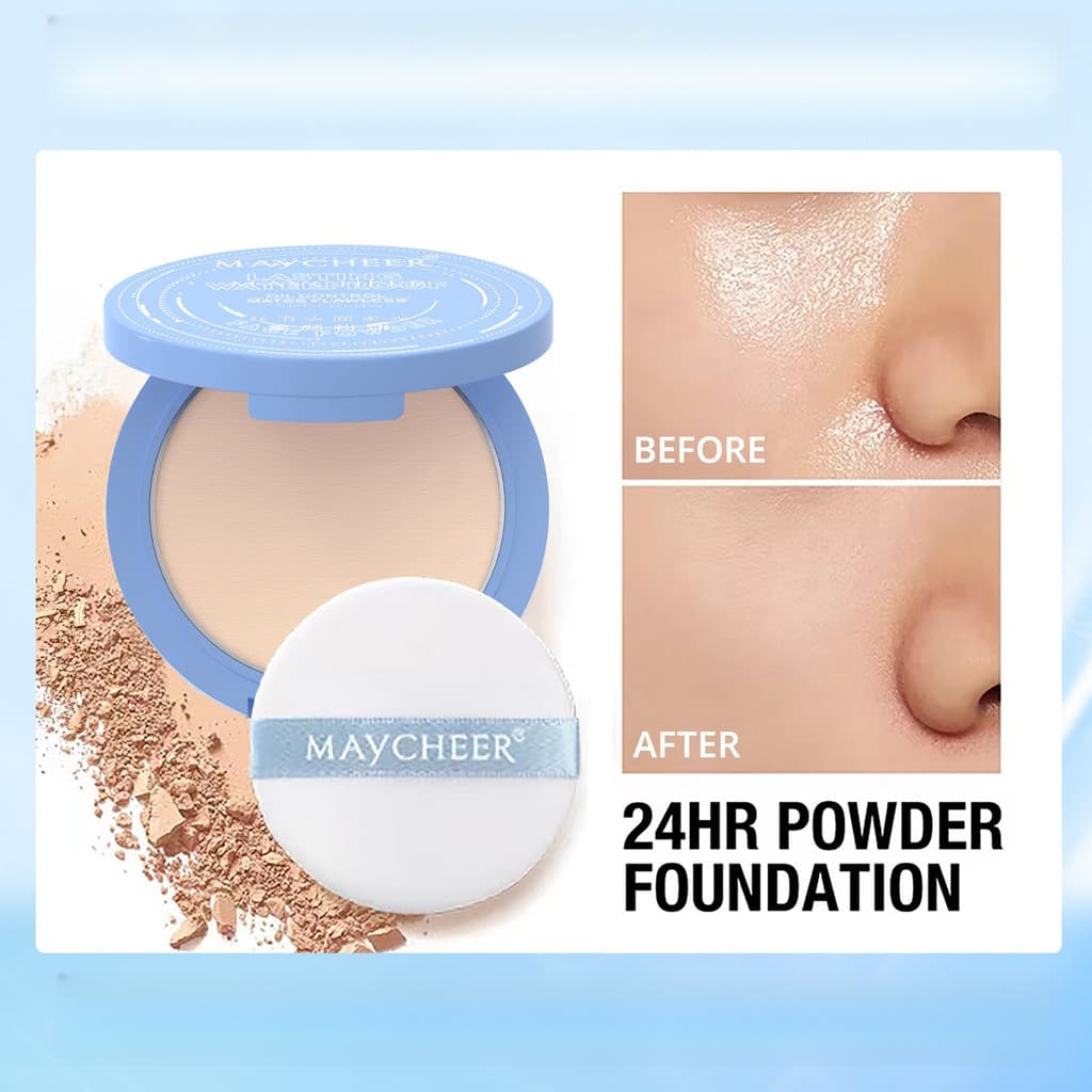 MAYCHEER Meixi Silk Smooth Mist Noodles Suave Luz Transfronteiriça Pó Bolo OIL CONTRPL MATEE FLAWLES