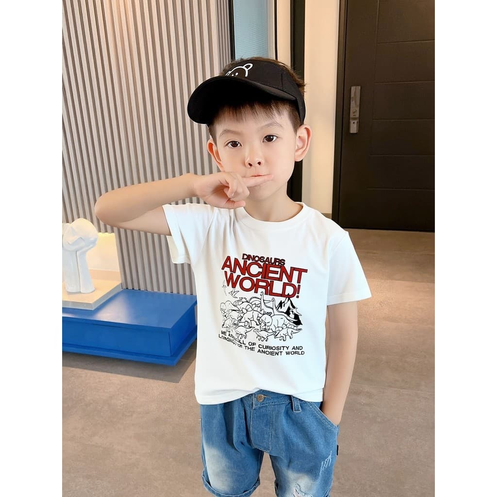 27KIDS Marca Roupas Infantis Versão Coreana Camiseta Infantil de Algodão Puro de Manga Curta Roupas de Bebê Menino Estam