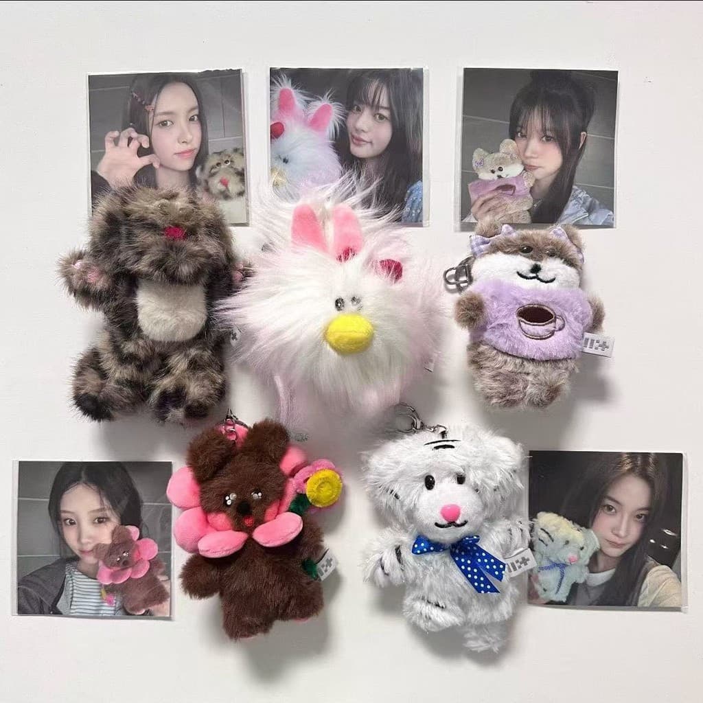 Chaveiro de Pelúcia do Ídolo Kpop PGMU ILLIT 10º Aniversário Chaveiros de Bolsa