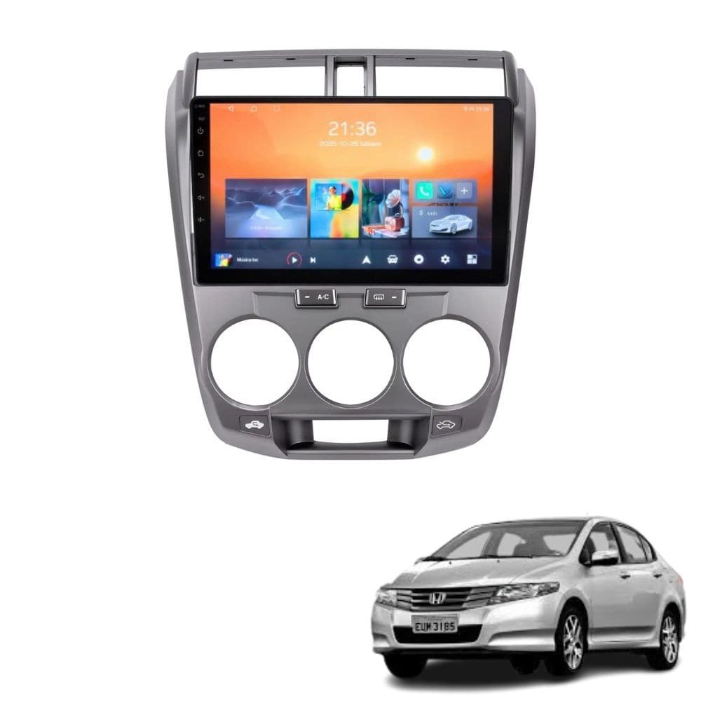 Kit Multimídia 9" Adak QuadCore 2+64Gb Honda City 2009/2014