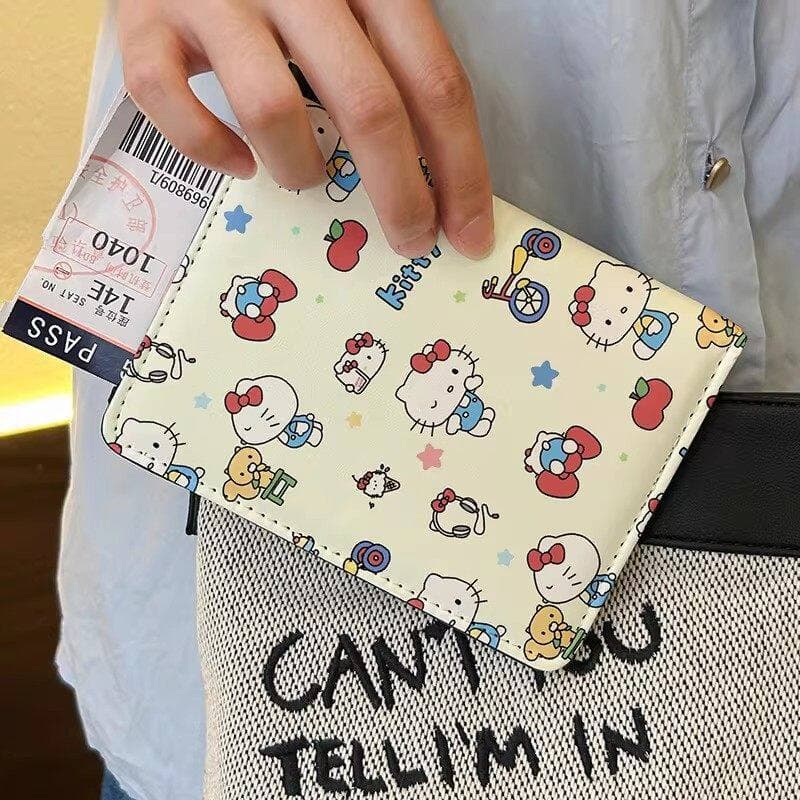 Porta-passaporte HelloKitty Doce menina viagem portátil documento capa protetora desenho animado fofo porta-cartões Hell