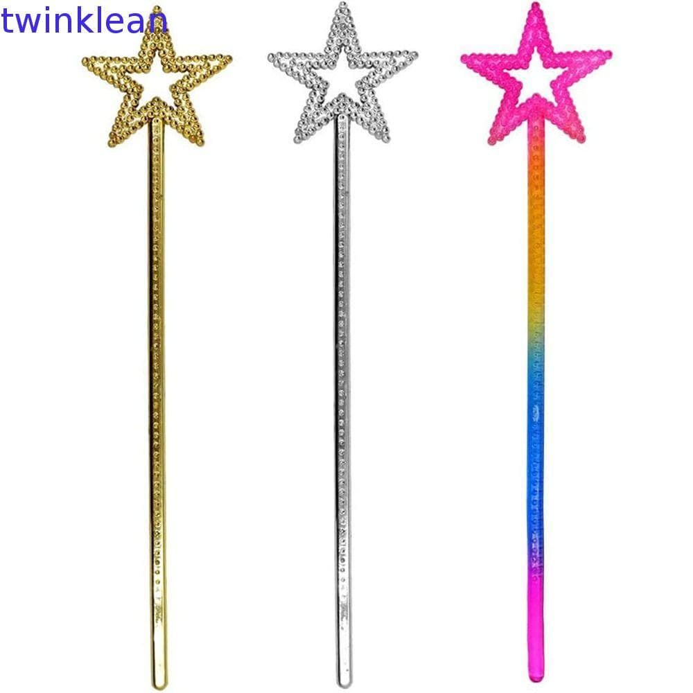 Bastões De Princesa TWINKLEAN , Varinha De Fada Dourada E Prateada Com Estrela De Cinco Pontas De 13 Polegadas
