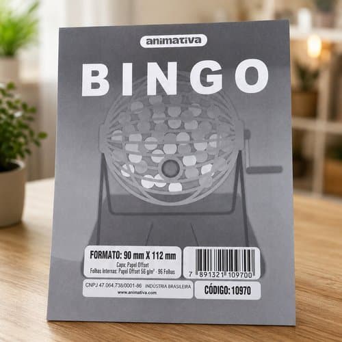 Cartela Bingo 96 Folhas Jogo Tradicional Lazer Familia Amigo Diversao Cinza