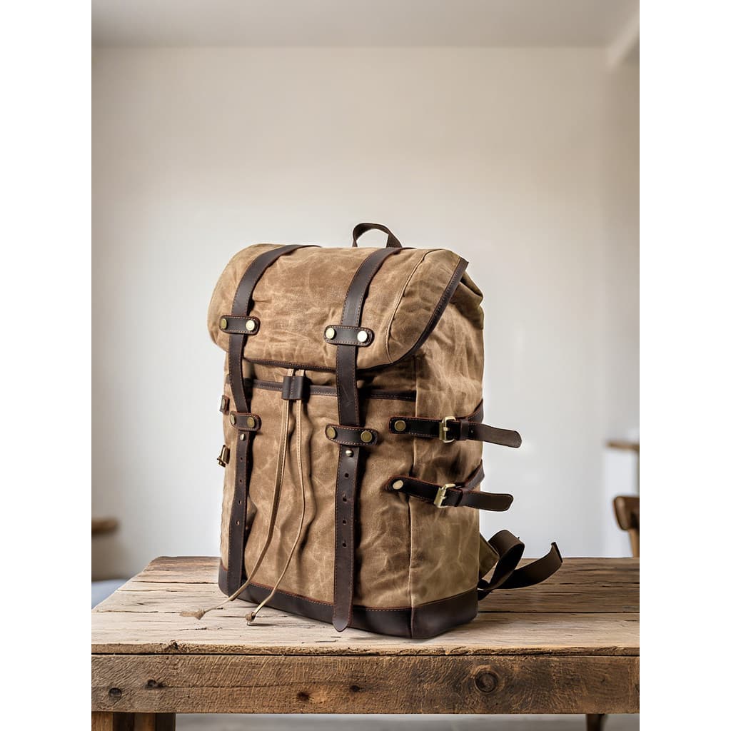 Americano respingo à prova dwaterproof água cera de óleo lona mochila viagem Retro estilo ferramentas ao ar livre estilo