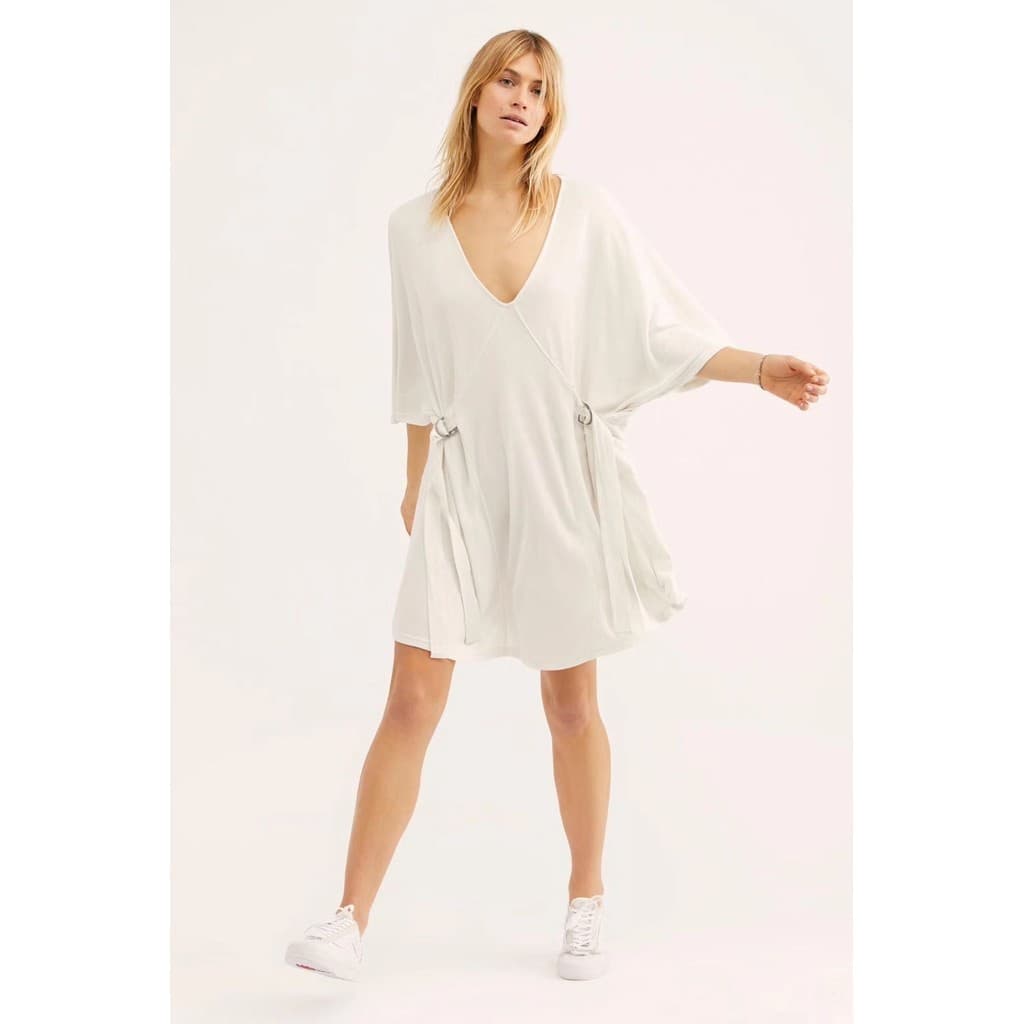 FP Vestido de boneca com decote em v desgastado e mangas de ambos os lados com cintura estreita240225D