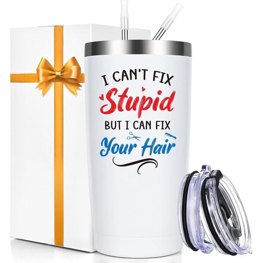 Presentes para Cabeleireiras da Qtencas, Presentes para Estilistas de Cabelo, Copo Térmico de 20 Oz com a Frase 'Posso A