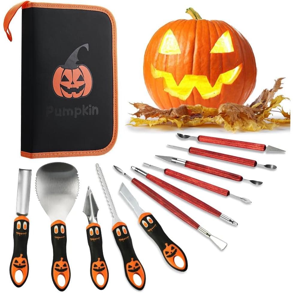 Kit de Escultura de Abóbora de Halloween Unilove, Ferramentas Profissionais e de Alta Resistência em Aço Inoxidável (11