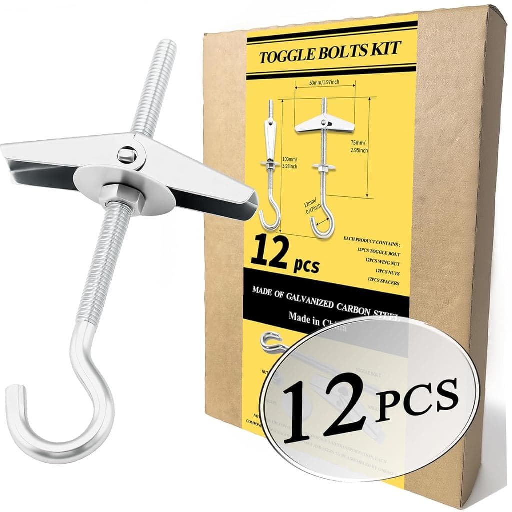 Conjunto de Parafusos de Gancho Reforçados de 1/5" - 12 Pacotes de Ganchos para Pendurar Plantas, Ganchos de Ancoragem p