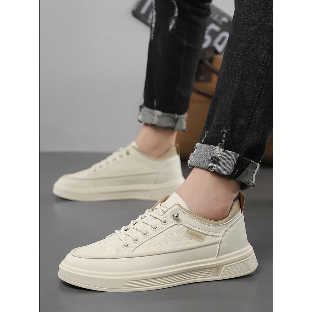 Sapatos de aumento de altura de couro de verão masculino na moda estação europeia Casual 6CM sapatos brancos de couro ge