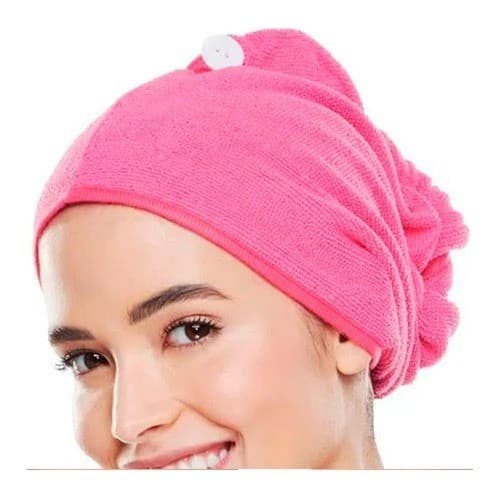 Touca Mágica De Cabelo Com Botão, Seca Rápido na cor Rosa - Caprichosa