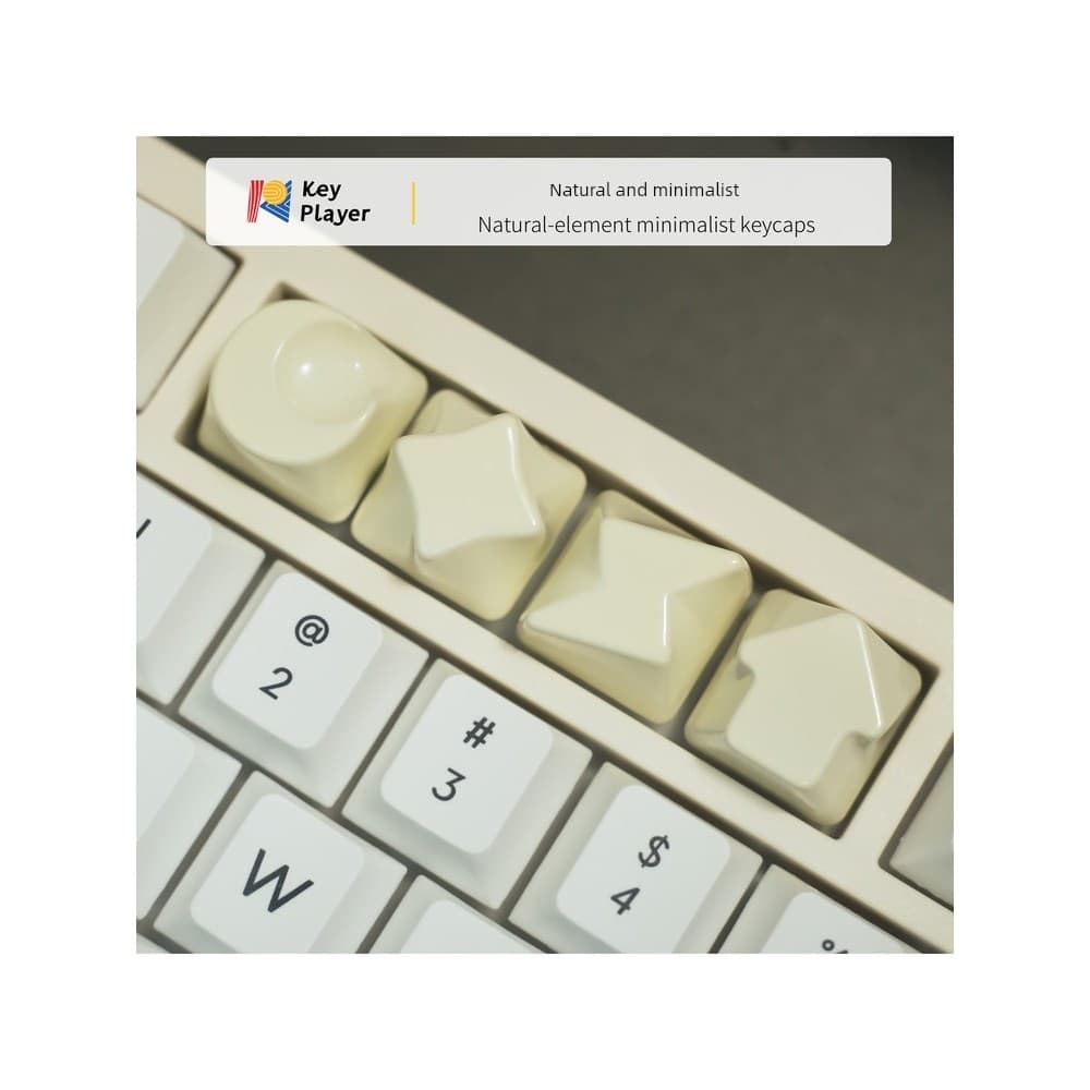 KeyPlayer único Keycap faltando lua estrela de quatro pontas relâmpago seta Natural minimalista linho branco teclado mec