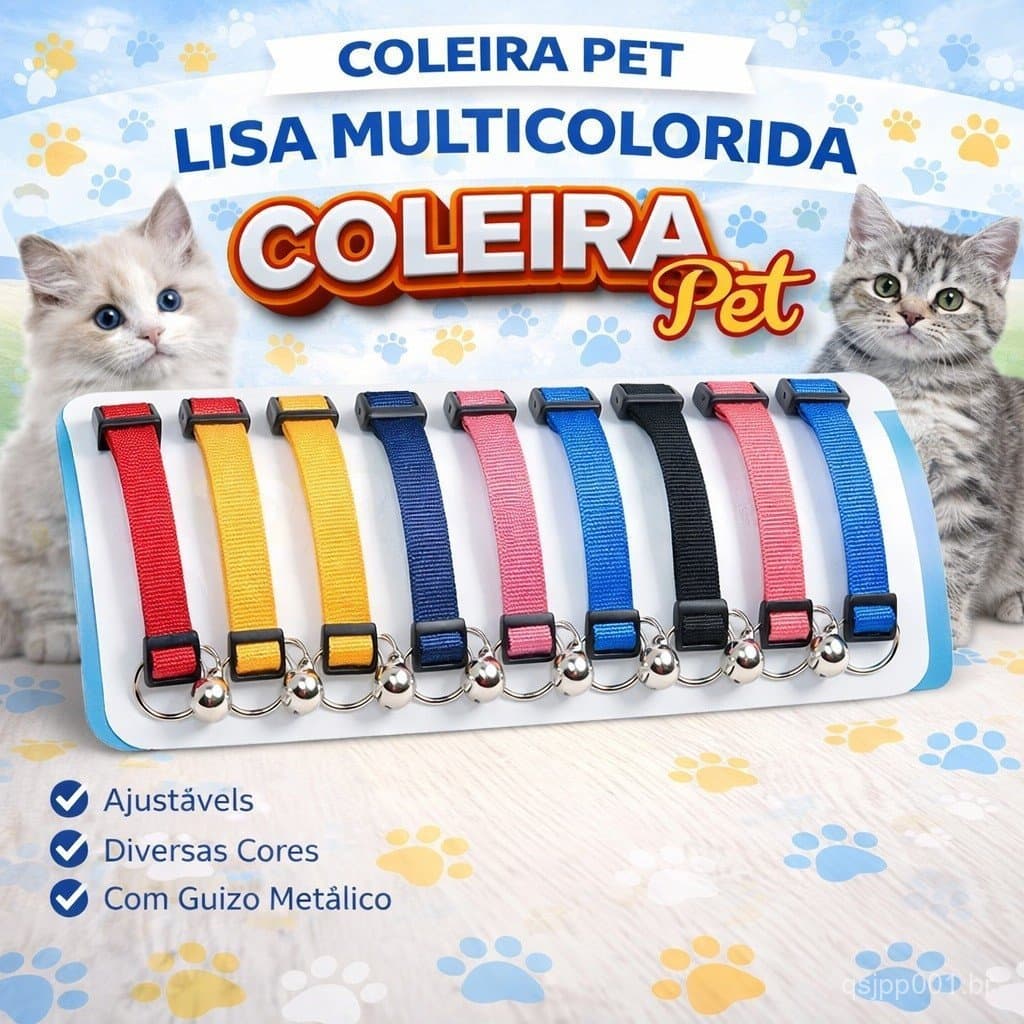 Kit Coleira Pet Gato Cachorro Com Guizo Conjunto com 3/5/10 Sino Coleira De Passear Regulavel