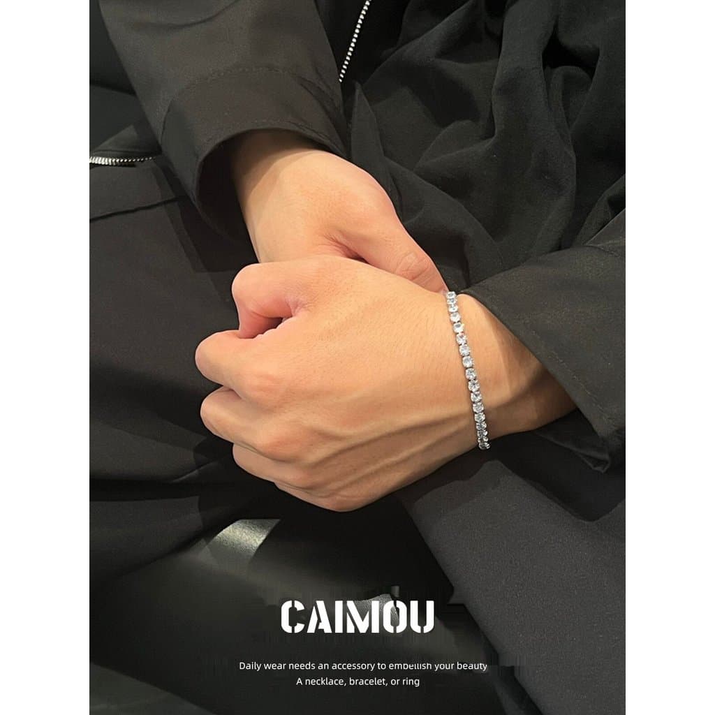 pulseira masculina pulseira CAIMOU Gigante Linda Pulseira de Aço Titânio Cravejado de Diamantes Homens Mulheres Estilo d