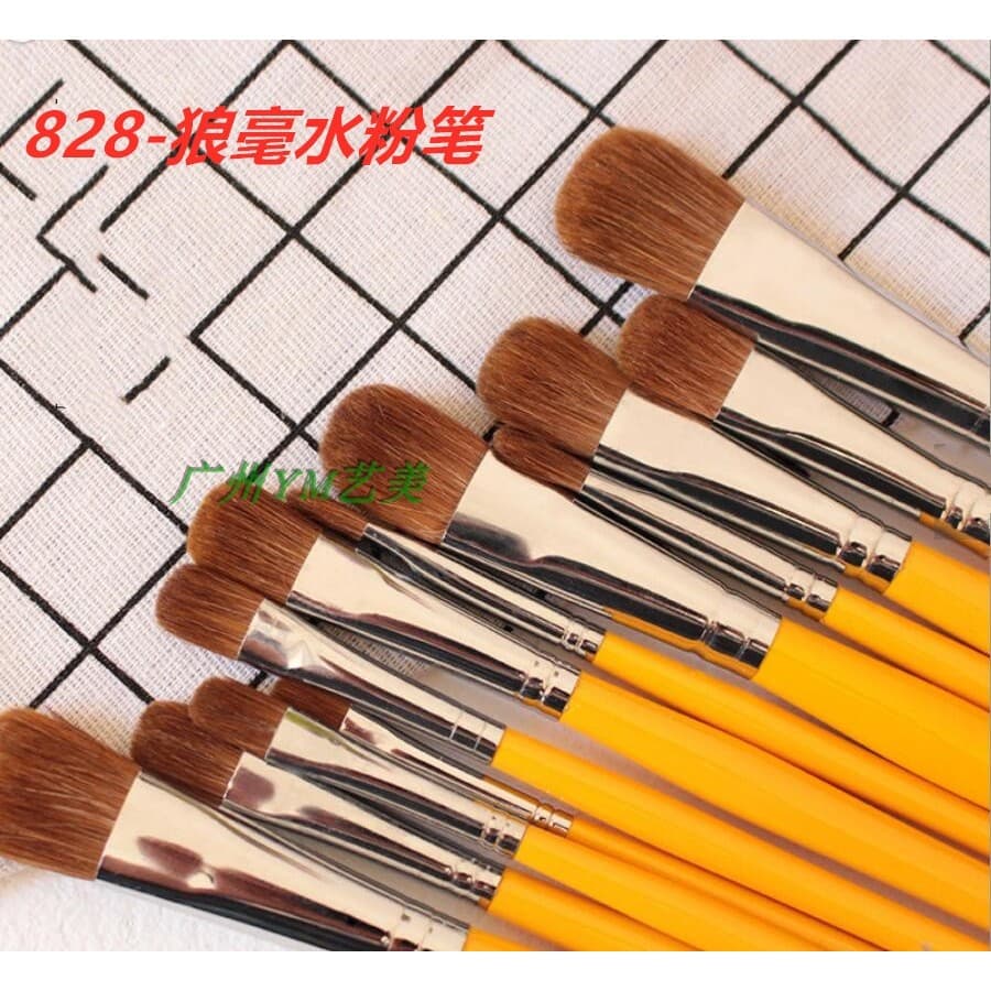 Shi's Picasso Lobo Cabelo Giz de Água 828 Caneta Aquarela Caneta Acrílica Amarelo Haste Longa Pincel de Óleo Arte Teste