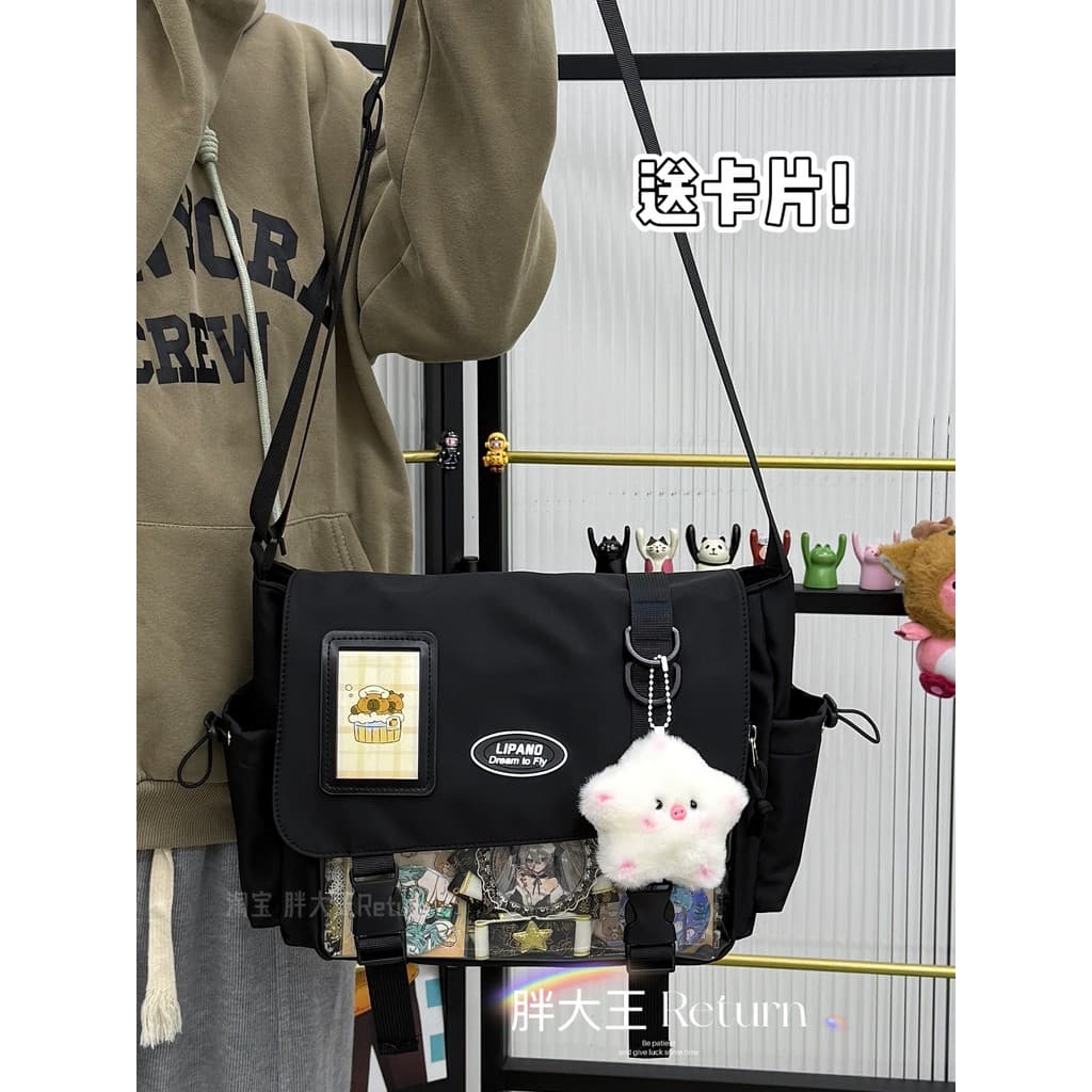 Japonês ins estudantes do ensino médio bolsa mensageiro de grande capacidade bidimensional menina barra Chiguzi dor saco