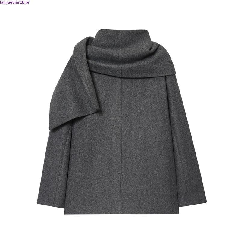 Inverno novo estilo feminino único Breasted em torno do pescoço blusão jaqueta 1302220