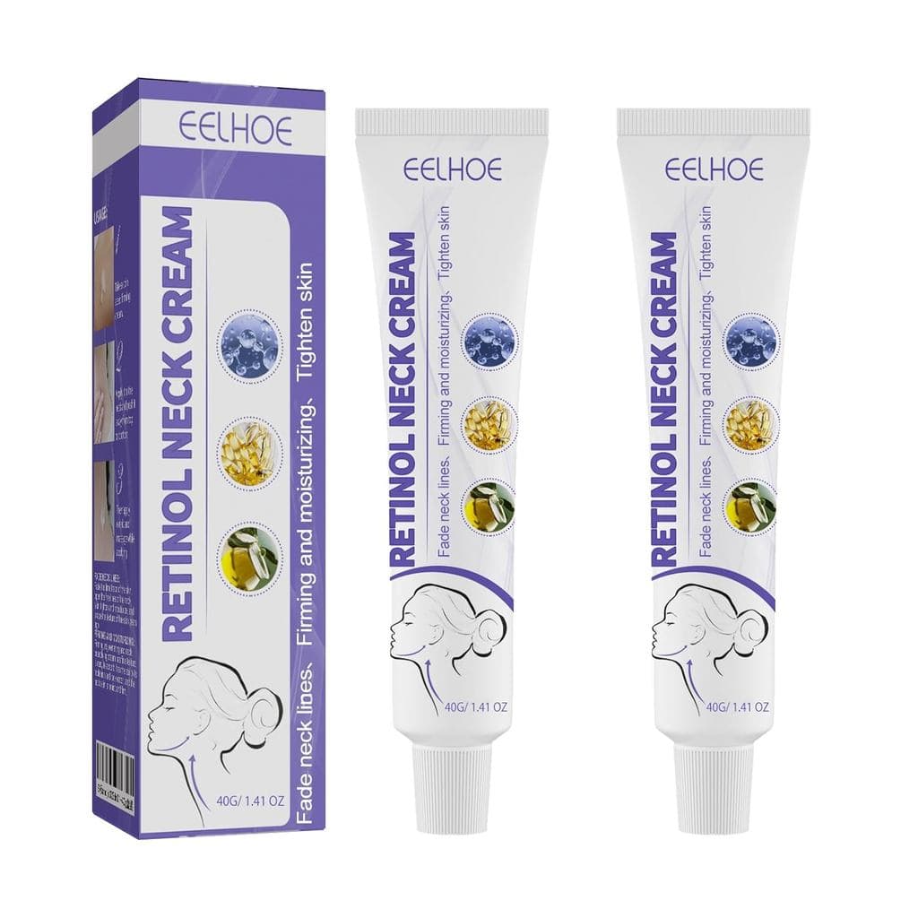 Pacote com 2 Cremes para Pescoço com Retinol para Rugas - Tratamento Firmador e Hidratante para o Pescoço com Antioxidan