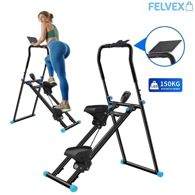 [FEL] Máquina de Escalada Dobrável 122x79,5x50cm, Stepper para Treino de Pernas, Ginásio em Casa