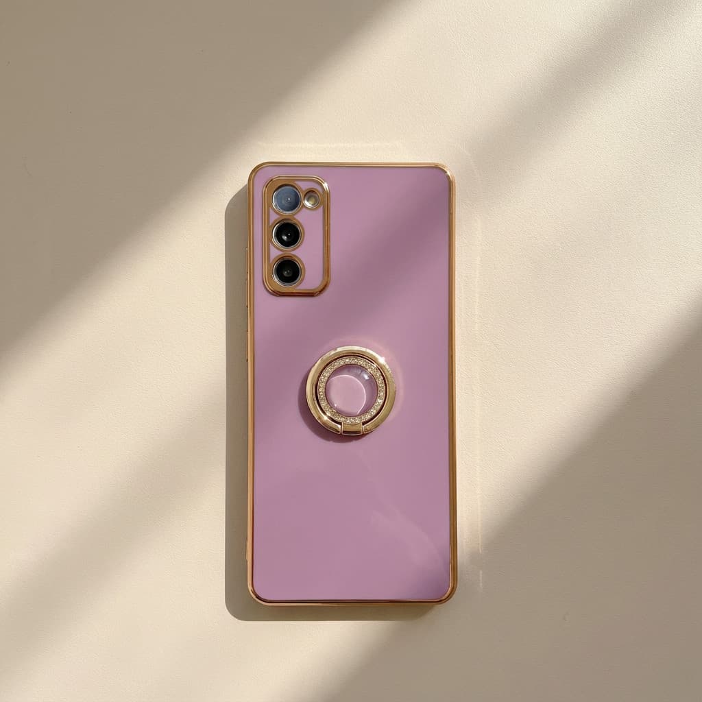 Heyoo Capinha Samsung Borda Eletrodourada com Suporte Olho de Gato Giratório Para Samsung Galaxy A02 A05 A15 A16