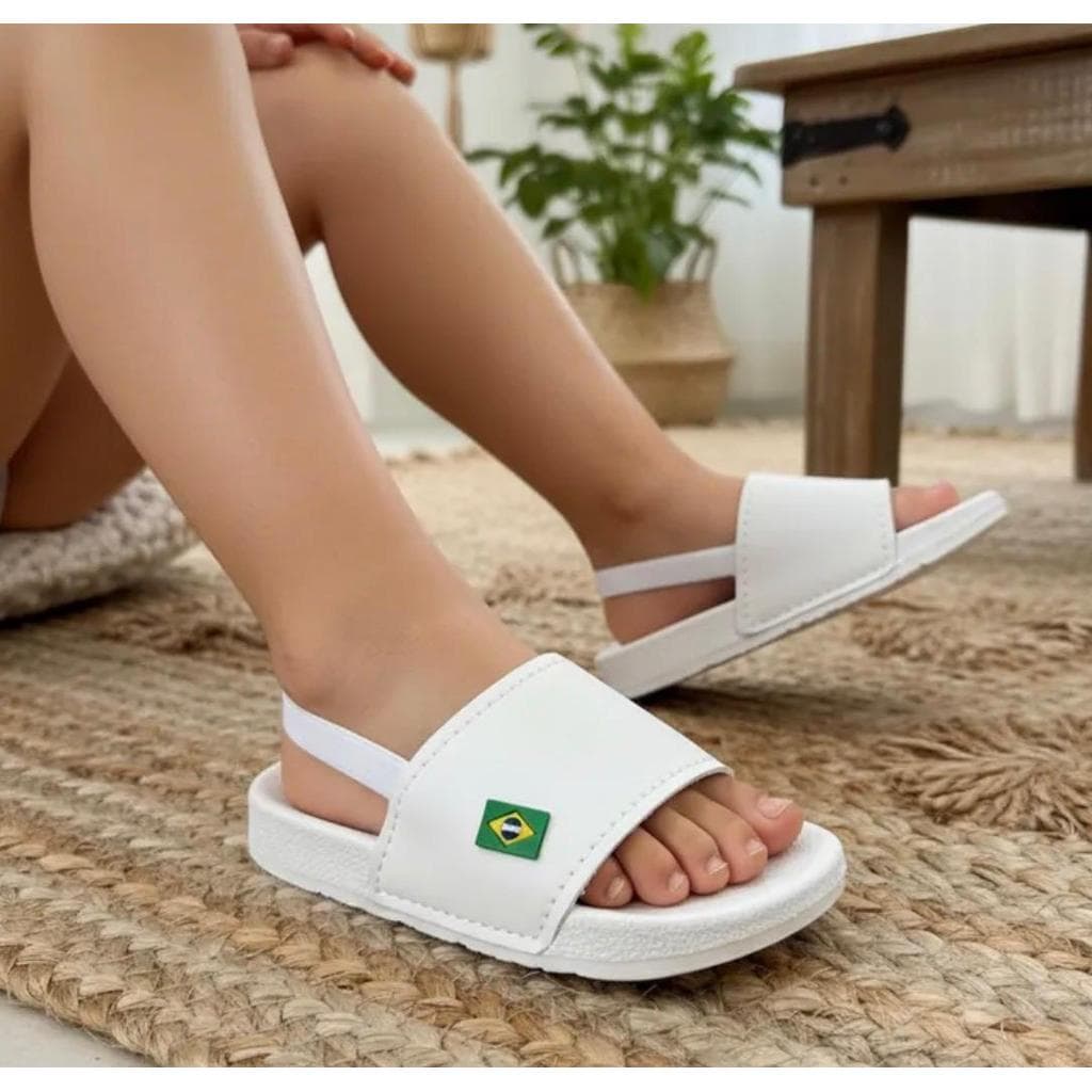 Chinelo Slide Bebê Confortável Escolar Casual Escolar Bandeira Brasil Personalizado 16ao25