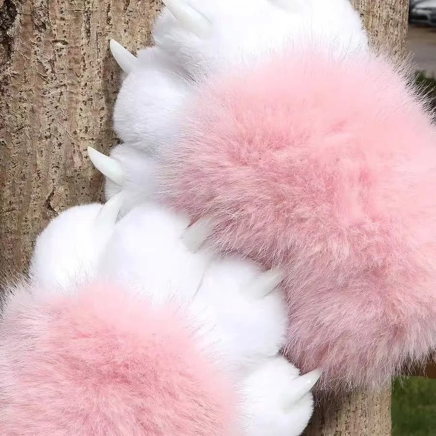 Luvas de fantasia de animal 2D, patas de gato coloridas, acessórios completos para cosplay, patas de gatinha peludas que
