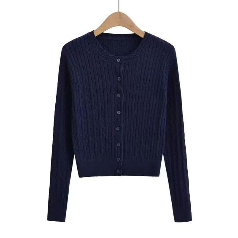 T elegante All-Match malhas Cardigan feminino 2026 outono novo estilo torção camisola jaqueta curta feminina exterior to